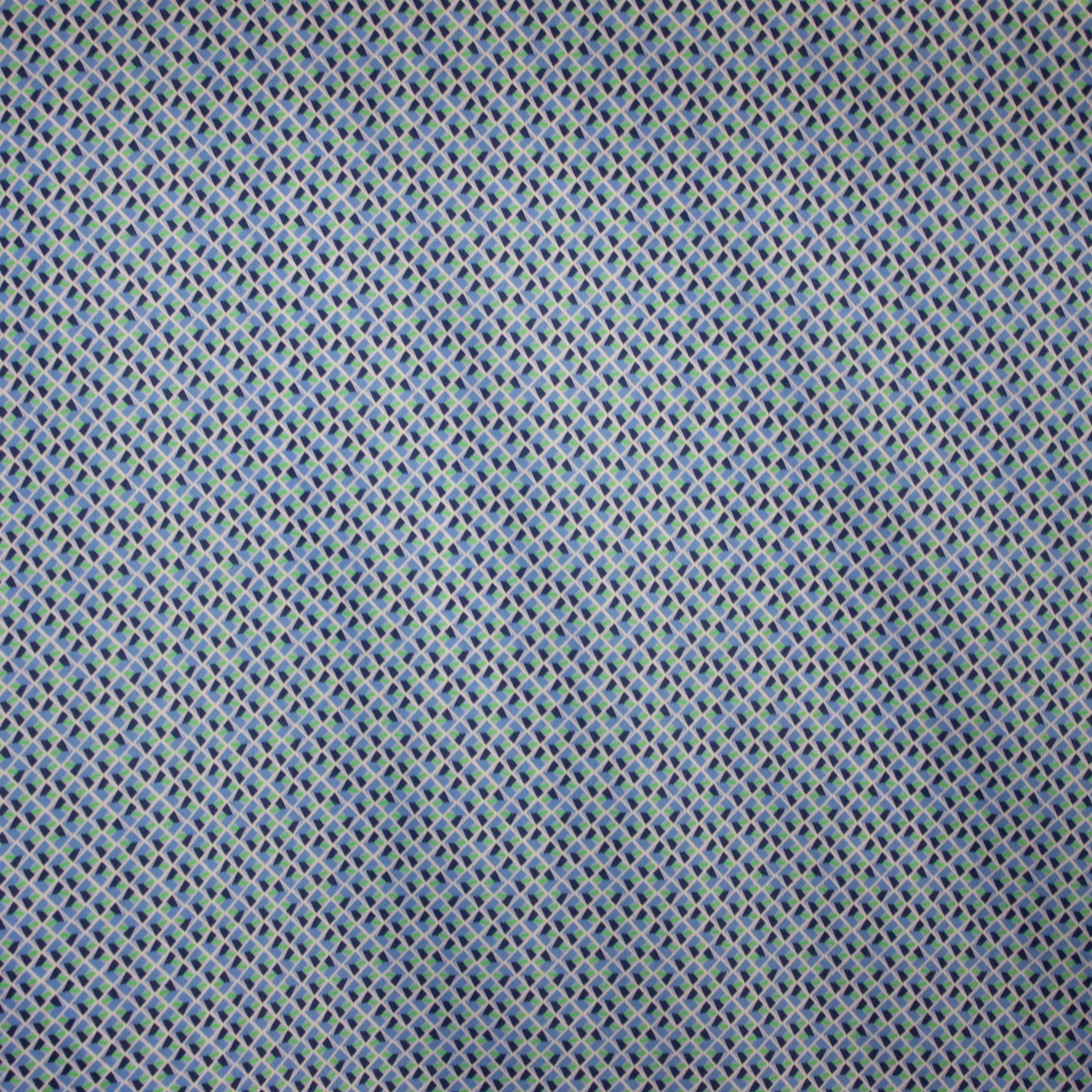 Katoen poplin ruitjes met blauw en groen